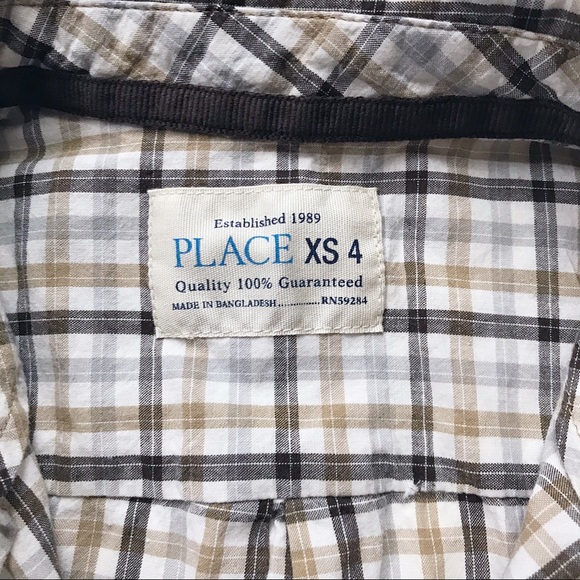 •Children’s Place• brown plaid poplin shirt - Picture 4 of 6